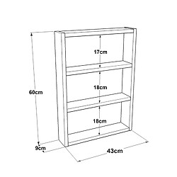 Helloshop26 Étagère de cuisine 3 niveaux 60 x 43 x 9 cm effet chêne rustique 03_0006970