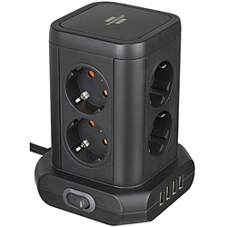 Brennenstuhl Steckdosenturm 8fach + 4xUSB, schwarz