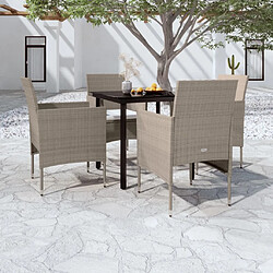 vidaXL Ensemble à manger de jardin coussins 5 pcs Beige/noir