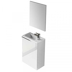 Dansmamaison Meuble lave main 40 cm + miroir + colonne Blanc - PLIMI