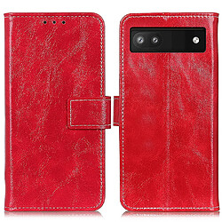 Etui en PU + TPU style vintage, texture crazy horse avec support, rouge pour votre Google Pixel 6a