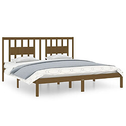 vidaXL Cadre de lit sans matelas marron miel bois massif 200x200 cm