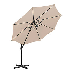 Avis Helloshop26 Parasol déporté rond diamètre 300 cm inclinable et pivotant crème 14_0007586