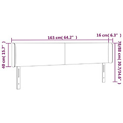 vidaXL Tête de lit avec oreilles Gris foncé 163x16x78/88 cm Velours pas cher