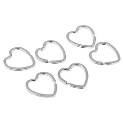 60pcs forme de coeur fendu anneau porte-clés connecteur pour accessoires de bricolage argent