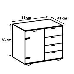 Pegane Commode meuble de rangement coloris chêne - Longueur 81 x Hauteur 83 x Profondeur 41 cm