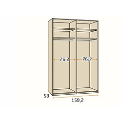 Acheter Inside 75 Armoire 4 portes Cadres standard 159,2 x 240 cm structure Habana façade Polar poignée Barra Blanco