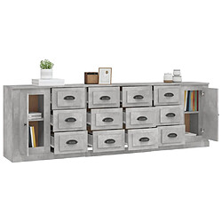 Avis vidaXL Buffets 3 pcs gris béton bois d'ingénierie