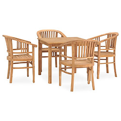 Salle à manger de jardin 5 pcs,Table et chaise à dîner Bois de teck solide -MN38092