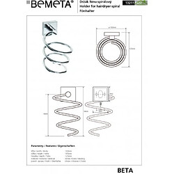 Bemeta - Maison De La Tendance Support sèche-cheveux spiral mural BETA en chrome 10x18,5x12,5cm