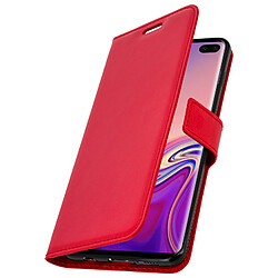 Avizar Housse Samsung Galaxy S10 Plus Étui Folio Portefeuille Support Vidéo - rouge