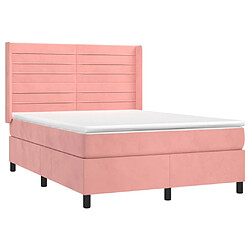 Avis Maison Chic Lit adulte- Lit + matelas,Sommier à lattes de lit avec matelas Rose 140x190 cm Velours -GKD72654