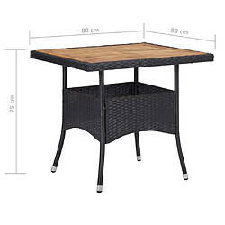 vidaXL Ensemble à dîner de jardin 3 pcs Résine tressée et acacia Noir pas cher