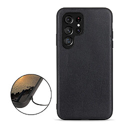 Coque en cuir véritable noir pour votre Samsung Galaxy S22 Ultra