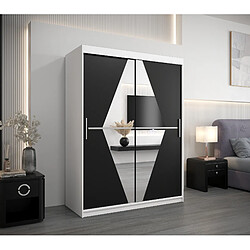 Abiks Meble Armoire Boliwia à portes coulissantes 200/150/62 2 portes (blanc/noir)