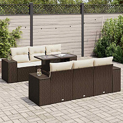 vidaXL Salon de jardin avec coussins 7 pcs marron résine tressée