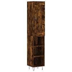 vidaXL Buffet haut Chêne fumé 34,5x34x180 cm Bois d'ingénierie