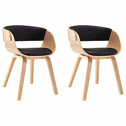 Maison Chic Lot de 2 Chaises à manger,Chaise pour cuisine,Solide Structure noir bois courbé et similicuir -MN63401