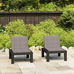 Maison Chic Lot de 2 Chaises de salon de jardin avec coussins - Fauteuil d'extérieur Plastique Gris -MN48257