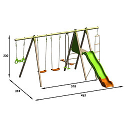 Acheter Trigano Station de jeux bois poutre métal TECHWOOD MAKUTA 2,30 m + toboggan 8 enfants