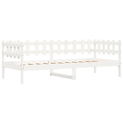 Maison Chic Lit de jour, Lit de repos pour Salon Chambre,Canapé-lit,Lit d'invité Blanc 90x200 cm Bois de pin massif -MN22742 pas cher