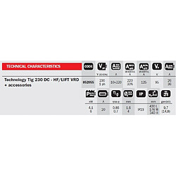 Telwin - Poste de soudage Inverter TIG 230V avec accessoires - TECHNOLOGY TIG230 DC-HF/LIFT VRD