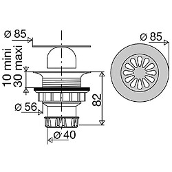 Valentin - Bonde siphoïde PVC verticale pour receveur grès Ø 60 mm