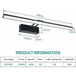 Acheter EMKE Lampe à LED pour Miroir Lampe pour Miroir de Salle de Bain 40 cm, Rotation de 200° Lampe pour Miroir Eclairage LED pour Miroir de Salle de Bain 6500K (Noir)