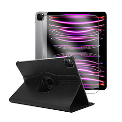 Etui rotatif en simili cuir + verre trempé pour iPad Pro 11 2022 - Noir - Visiodirect -