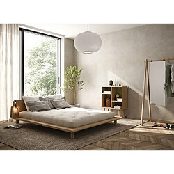 Acheter Inside 75 Sommier futon PEEK BED pin laqué naturel couchage 140 cm 2 lampes de chevet