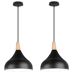 Stoex (2PCS)Lampe À Suspension Moderne Nordique Plafonnier D'Intérieur Lustre Minimaliste Abat-Jour en Métal, Noir Pour Chambre À Coucher, Cuisine, E27 