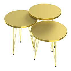 Helloshop26 Set de 3 tables d'appoint rondes gigognes or 03_0008413