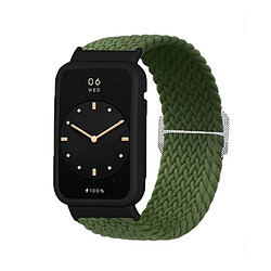 Bracelet en nylon élastique tressé pour votre Xiaomi Mi Band 7 Pro - vert armée/noir