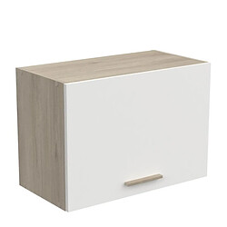 Dansmamaison Dessus de hotte 60 cm 1 abattant Blanc/Chêne - ABINCI