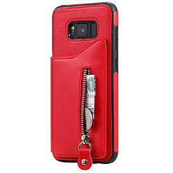 Wewoo Housse Coque Pour Galaxy S8 Plus Etui de protection antichoc couleur solide à double boucle et fermeture à glissière Rouge