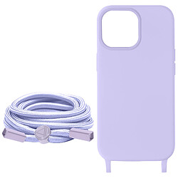 Avizar Coque Cordon pour iPhone 15 Pro Lanière Tour du Cou 80cm série Corda Violet