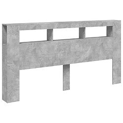 Avis Maison Chic Tête de lit moderne à LED lumineuse pour chambre - Décoration de lit gris béton 200x18,5x103,5cm bois d'ingénierie -MN44880