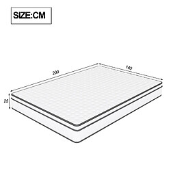 RAVAS Matelas à ressorts 140 x 200 cm Matelas 9 zones épaisseur 25cm Matelas à ressorts ensachés