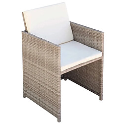 vidaXL Chaises de jardin lot de 2 avec coussins Résine tressée Beige