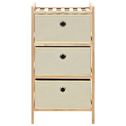 vidaXL Étagère de rangement 3 paniers Tissu Bois de cèdre Beige