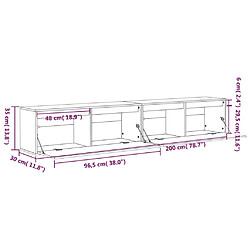 vidaXL Armoires murales 2 pcs Gris 100x30x35 cm Bois de pin massif pas cher