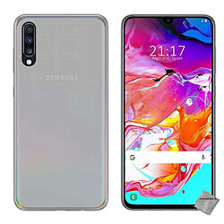 Htdmobiles Coque silicone gel fine pour Samsung Galaxy A70 + film ecran - BLANC TRANSPARENT