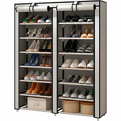 Meuble à chaussures en tissu pour chaussures avec 2 portes avec fermeture éclair Nyana Home 125x92x28,5 cm 28 paires Gris