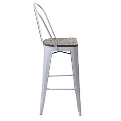 Acheter Mendler Tabouret HWC-A73, avec siège en bois et dossier, métal, style industriel ~ gris