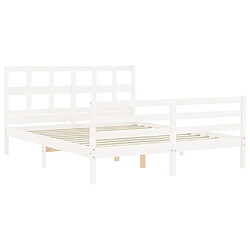 Maison Chic Lit adulte - Cadre Structure de lit avec tête de lit Contemporain blanc 160x200 cm bois massif -MN39410 pas cher