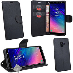 Htdmobiles Housse etui portefeuille pour Samsung Galaxy A6 (2018) + film ecran - NOIR / NOIR