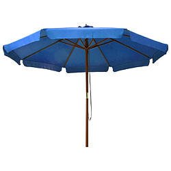 vidaXL Parasol d'extérieur avec mât en bois 330 cm Bleu azuré