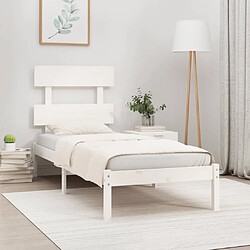 Maison Chic Lit adulte - Lit simple Cadre de lit,Structure du lit Contemporain Blanc Bois massif 90x190 cm Simple -MN33138