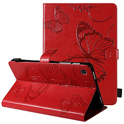 Etui en PU motif papillon avec support rouge pour votre Samsung Galaxy Tab A7 10.4 (2020)/T505/T500