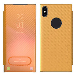 Coque en TPU antichoc, texture en fibre de carbone avec support translucide jaune pour votre Apple iPhone XS Max 6.5 pouces